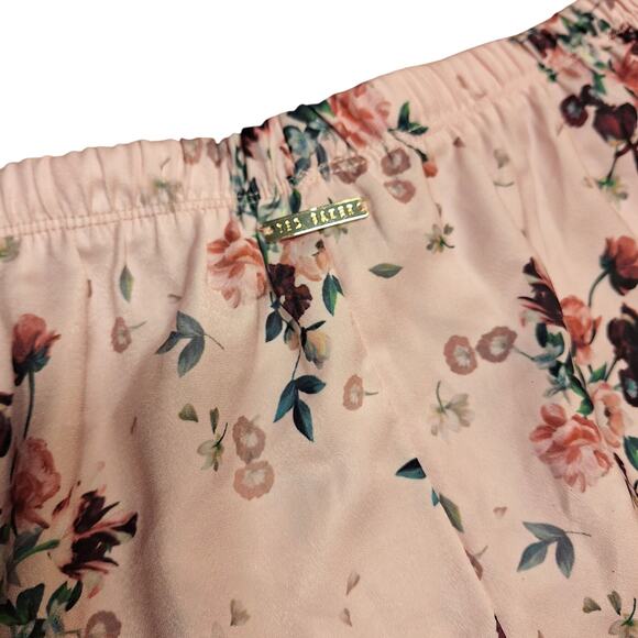 Ted Baker drawstring waist Pastel Floral Lace Trim Satin Sleep Shorts - Small - Picture 3 of 8
